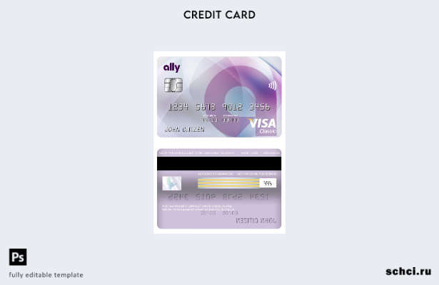 цифровая загрузка шаблона карты Visa Classic USA Ally Bank